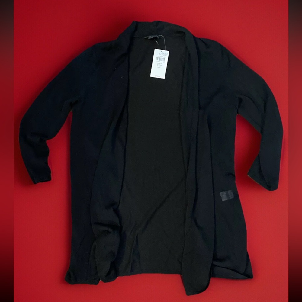 NWT J. Jill Wearever Collection Black Open Front Cardigan lightweight Size XSP